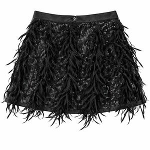 Elegant Black sequin fringe skirt S